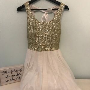 Gold Sequin Dress w/ Open Back